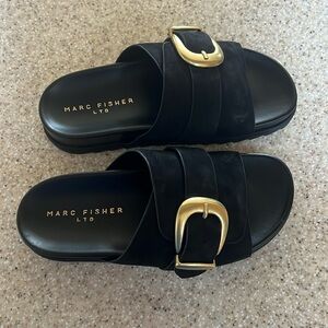 Marc Fisher Slide Sandal, Black 7.5